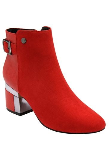 Lotus Red Heeled Ankle Boots