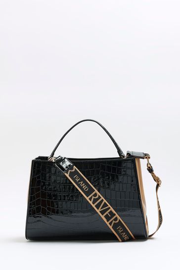 Buy River Island Black RIR Lock Front Tote Bag from Next Ireland