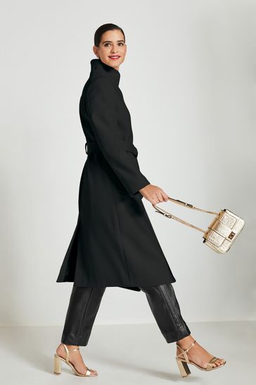 Next black funnel neck coat on sale