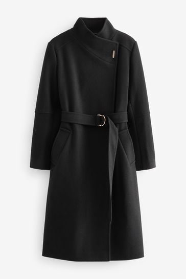 Next black funnel neck coat sale