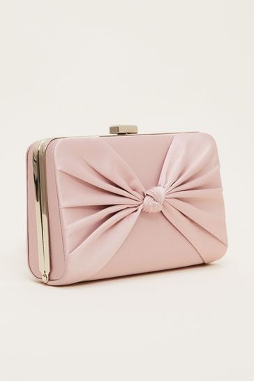 Buy Phase Eight Pink Satin Knot Front Box Clutch from Next Ireland