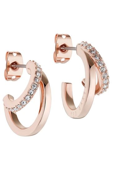 Ted Baker Rose Gold Tone HELIAS: Crystal Multi Hoop Earrings