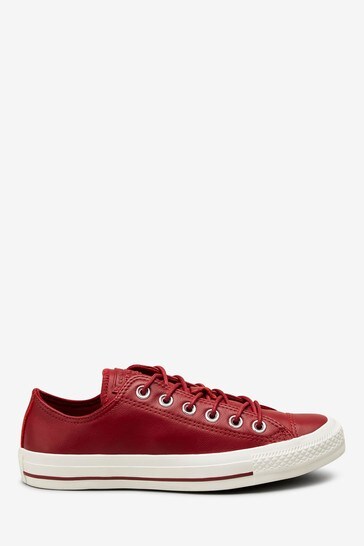 red leather converse trainers