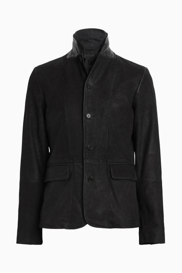 Buy AllSaints Survey Leather Black Blazer from Next Luxembourg