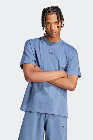 adidas Blue Sportswear All Szn 3-Stripes Garment Wash T-Shirt