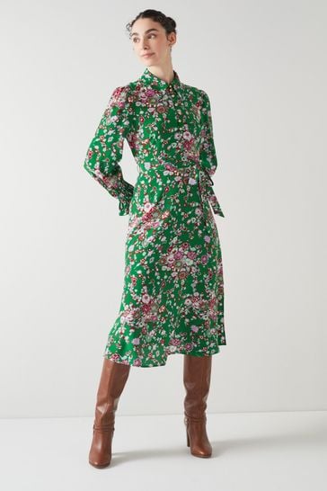 Lk bennett green sale silk dress