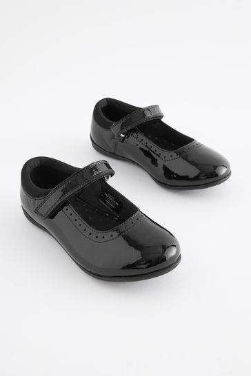 Buy Black Patent School Leather Mary Jane Brogues from Next Estonia
