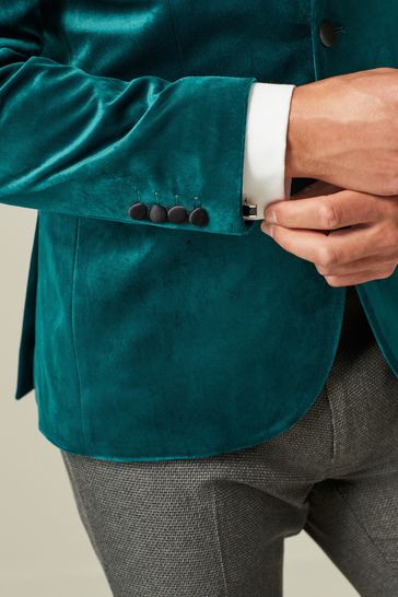 Buy Teal Blue Slim Velvet Blazer from Next Hungary