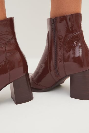 Brown square toe ankle boots shop