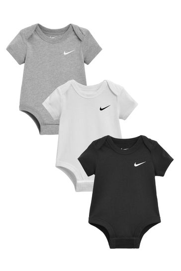 Nike Grey/Black 3 Pack Baby Bodysuits