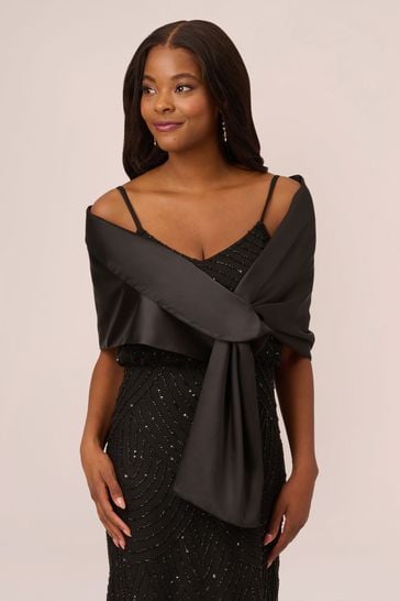 Adrianna Papell Pull Thru Wrap Black Coverup