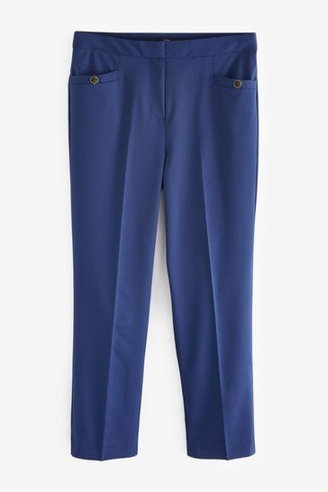 Navy Blue Tailored Slim Trousers