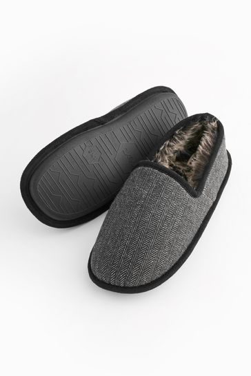 Buy Charcoal Grey Closed Back Slippers from Next Luxembourg