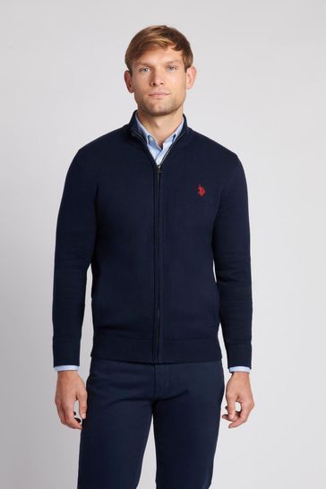 U.S. Polo Assn. Mens Blue Knitted Cardigan