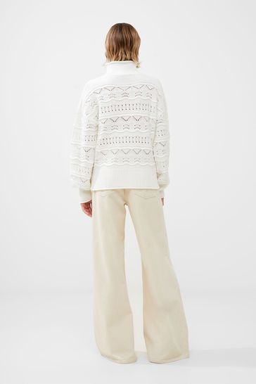 Buy French Connection Linney Stitch Long Sleeve High White Jumper