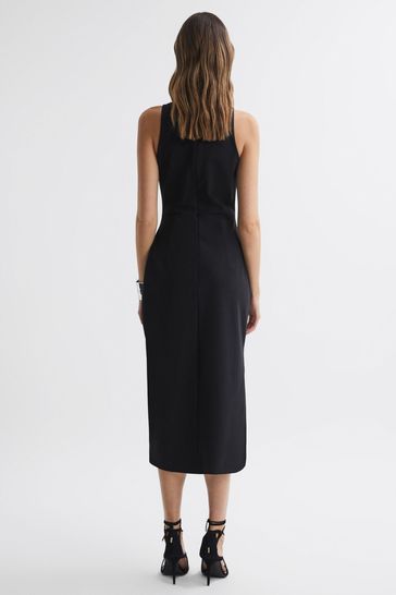 Black boat neck midi dress shop