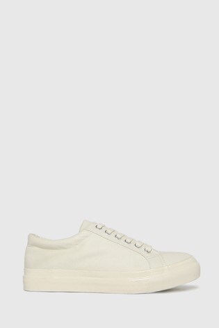 Schuh Beige Maisie Canvas Lace Up Trainers