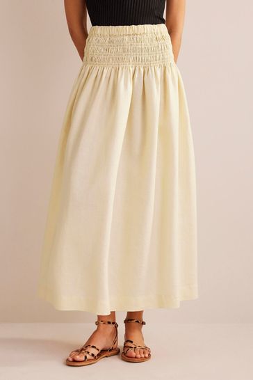 High waisted linen midi on sale skirt