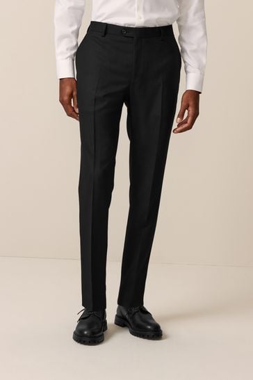 Black Slim Fit Textured Suit: Trousers
