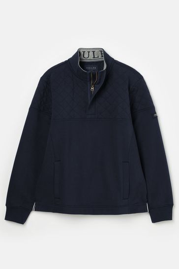 Buy Joules Darrington Blue Quarter Zip Quilted Sweatshirt from