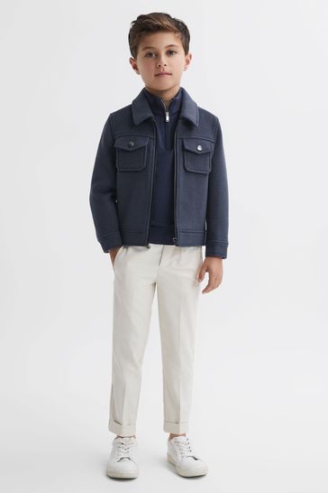 Buy Reiss Airforce Blue Peridoe Junior Wool Trucker Jacket from