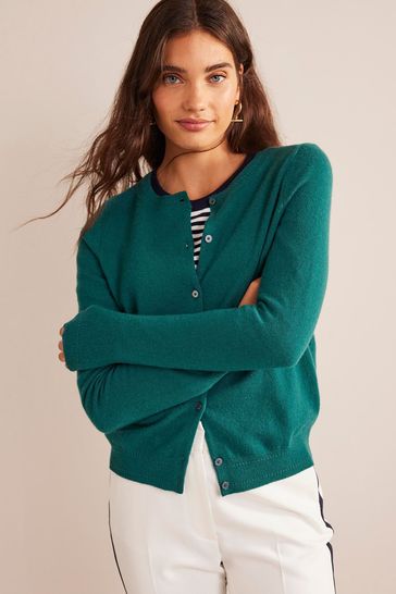 Buy Boden Green Eva Cashmere Crew Cardigan from Next Luxembourg