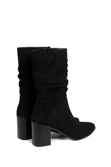 Buy Linzi Black Wisteria Faux Suede Western Style Ruched Boots