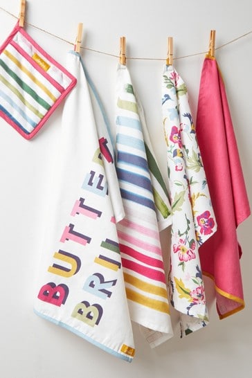 Joules 3 Pack Blue Bee And Striped Tea Towel Set