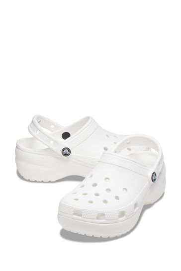 Crocs platform store clogs white