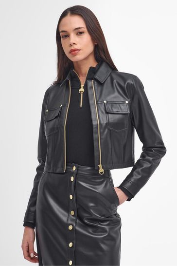Lightweight faux leather jacket top