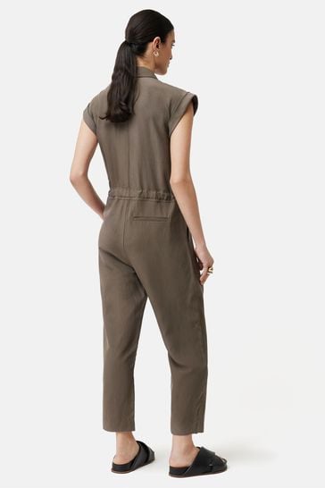Linen top utility jumpsuit