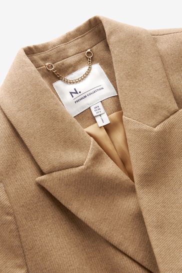 Buy Camel Premium Double Breasted Wool Blend Blazer from Next