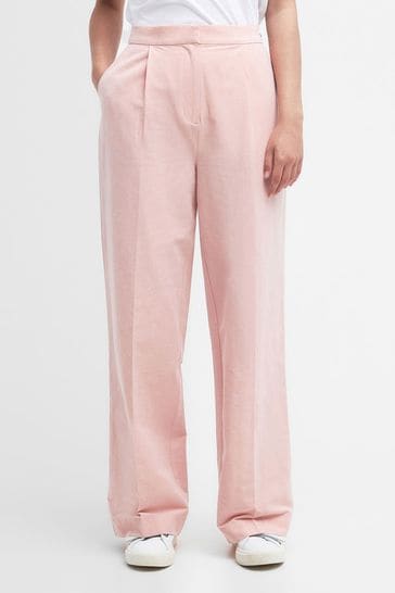 Barbour® Pink Straight Fit Pink Primrose Vivienne Linen Blend Tailored Trousers