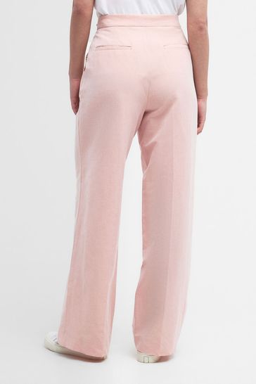 Buy Barbour Pink Straight Fit Pink Primrose Vivienne Linen Blend