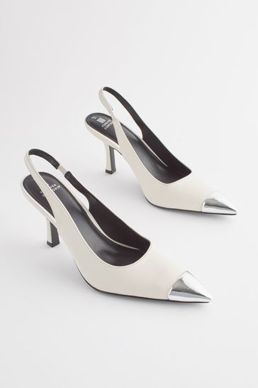Buy Off White Forever Comfort Metallic Toe Slingback Heels from