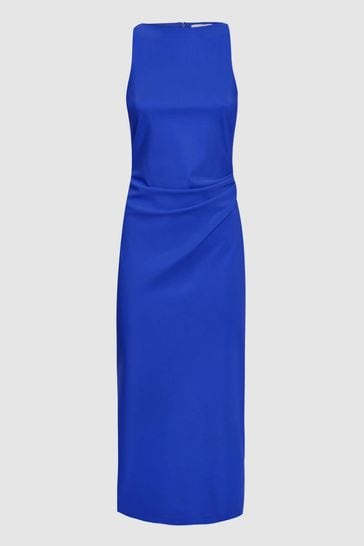 Blue boat neck dress hotsell