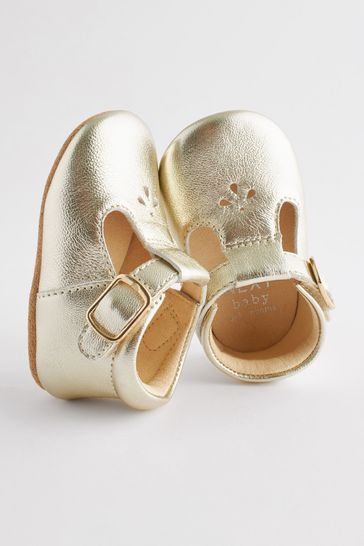 Buy Gold T Bar Baby Shoes 0 24mths from Next United Arab Emirates