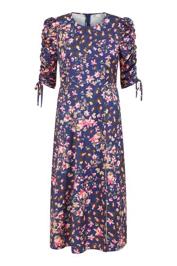 Buy Yumi Animal Print Ruched Sleeve Midi Dress from Next Italy