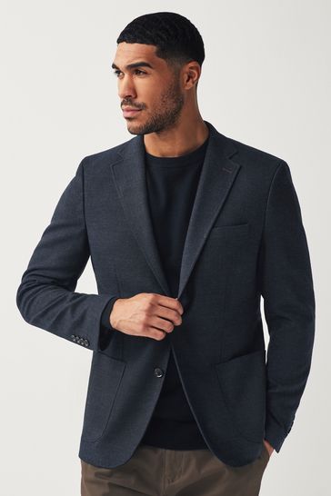 Buy Navy Blue Slim Fit Textured Smart Blazer from Next Ireland