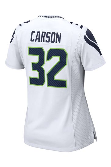 Buy Fanatics Chris Carson Seattle Seahawks Game Road White Jersey Womens from Next Israel