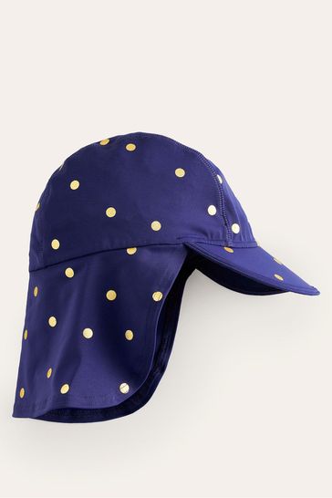 Boden Navy Spot Printed Sun-Safe Swim Hat