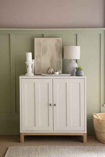 Cream Malvern Oak Effect Space Saving Cabinet Sideboard