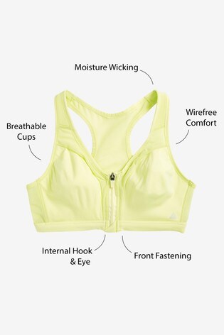 Buy Lime High Impact Zip Front Sports Bra From Next Usa