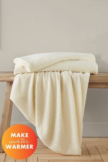 Catherine Lansfield Cream Cosy Textured Soft and Warm Throw