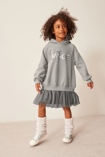Buy Silver Embellished Hoodie Dress With Mesh Skirt 3 16yrs from Next Luxembourg