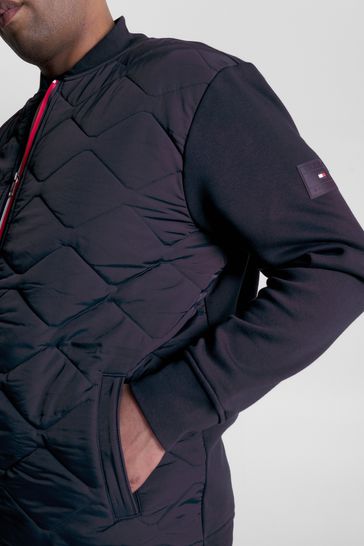 Buy Tommy Hilfiger Blue Big Tall Mix Media Bomber Jacket from
