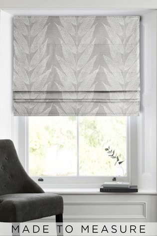 Grey Linear Leaf Made To Measure Roman Blind