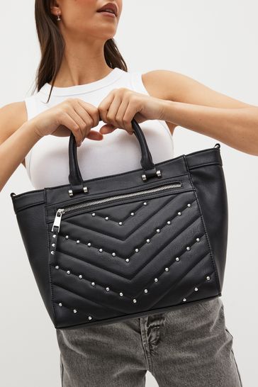 Black tote bag with studs on sale
