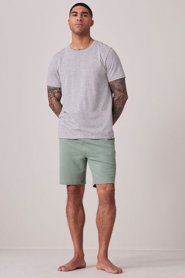 Buy Grey Sage Green Texture Lightweight Joggers Shorts 2 Pack from Next Italy