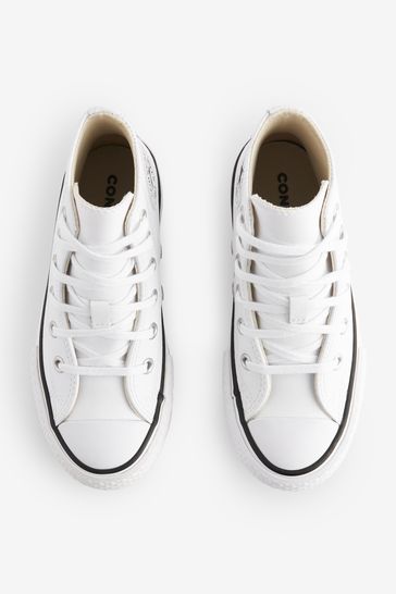 Junior white discount leather converse